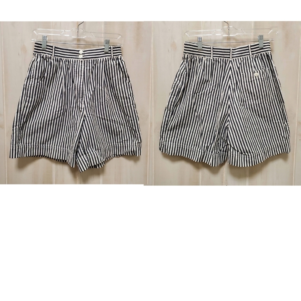 Vintage Izod High Rise Tailored B&W Striped Shorts Size 6 - Picture 7 of 13